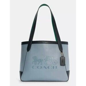 New Coach C5676 Tote in Colorblock with Horse and Carriage Leather Twilight